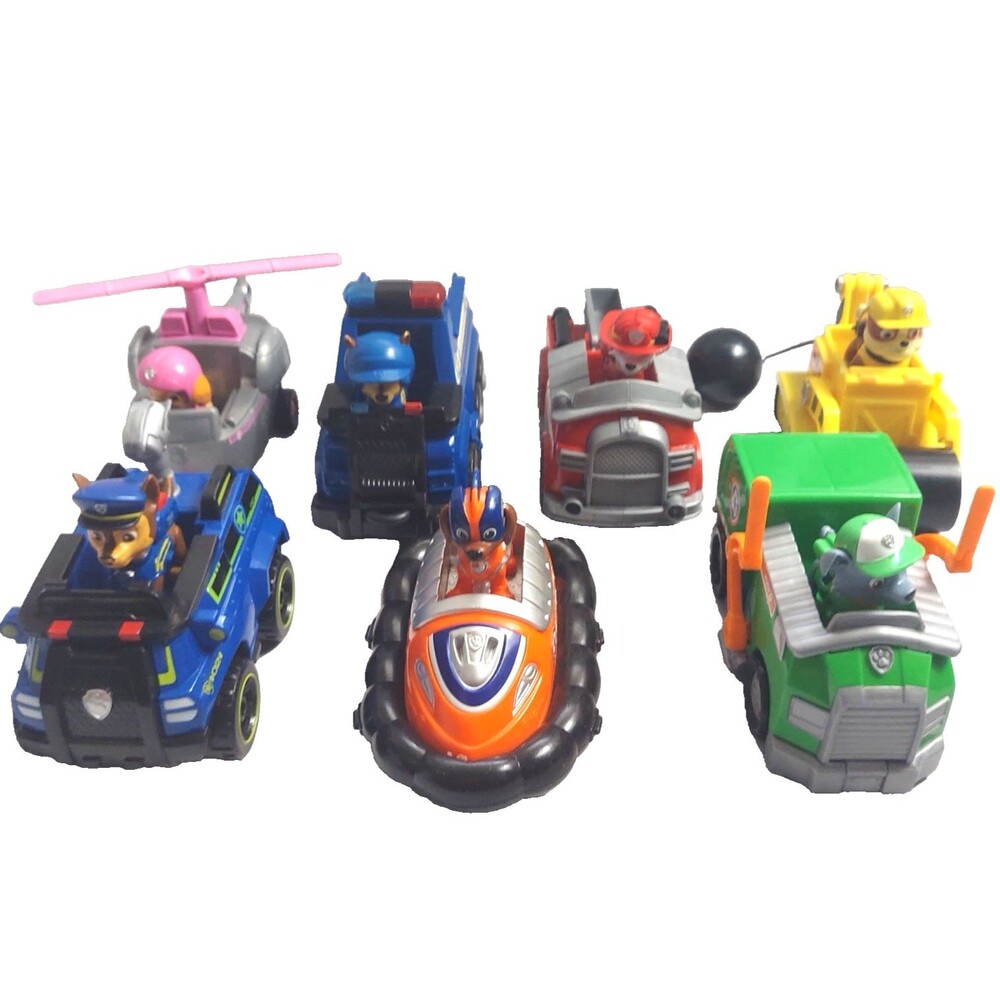 Paw Patrol Vehicles and Figures Lot of 14 Chase Marshall Rubble Skye Rocky Zuma